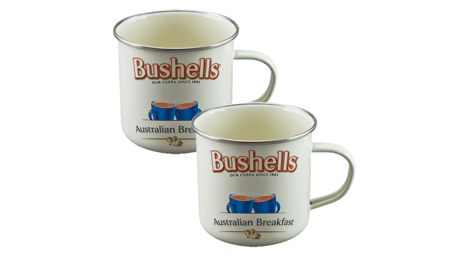 Rojo Set of 2 450ml Bushells Enamel Mug - White