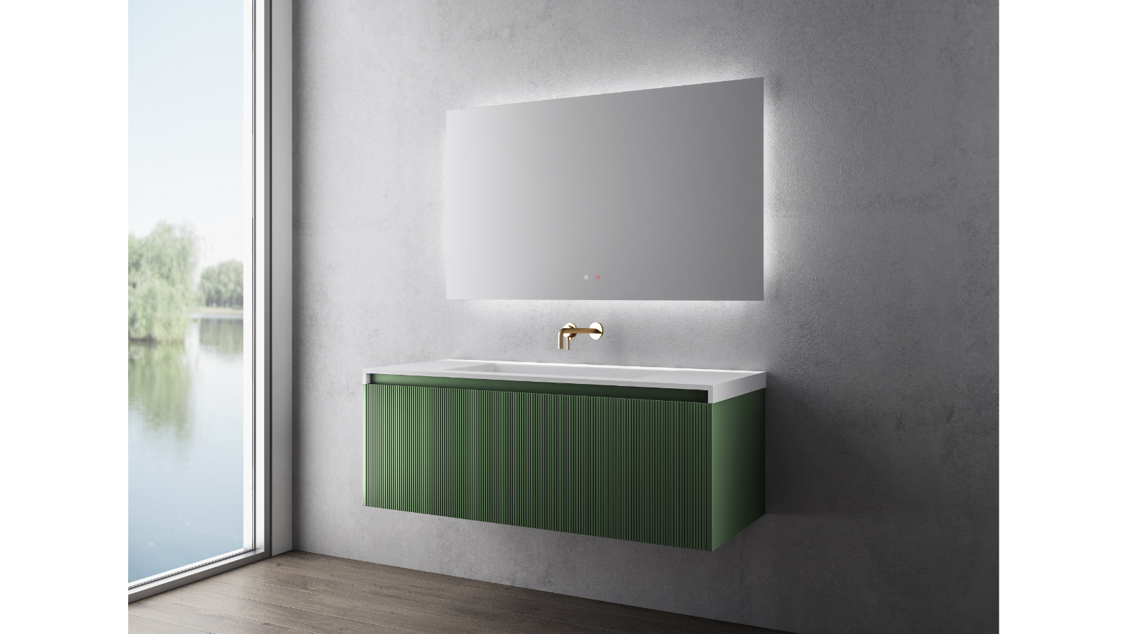 Rimini wall hung bathroom vanity 1500mm Rain Forest main image 0