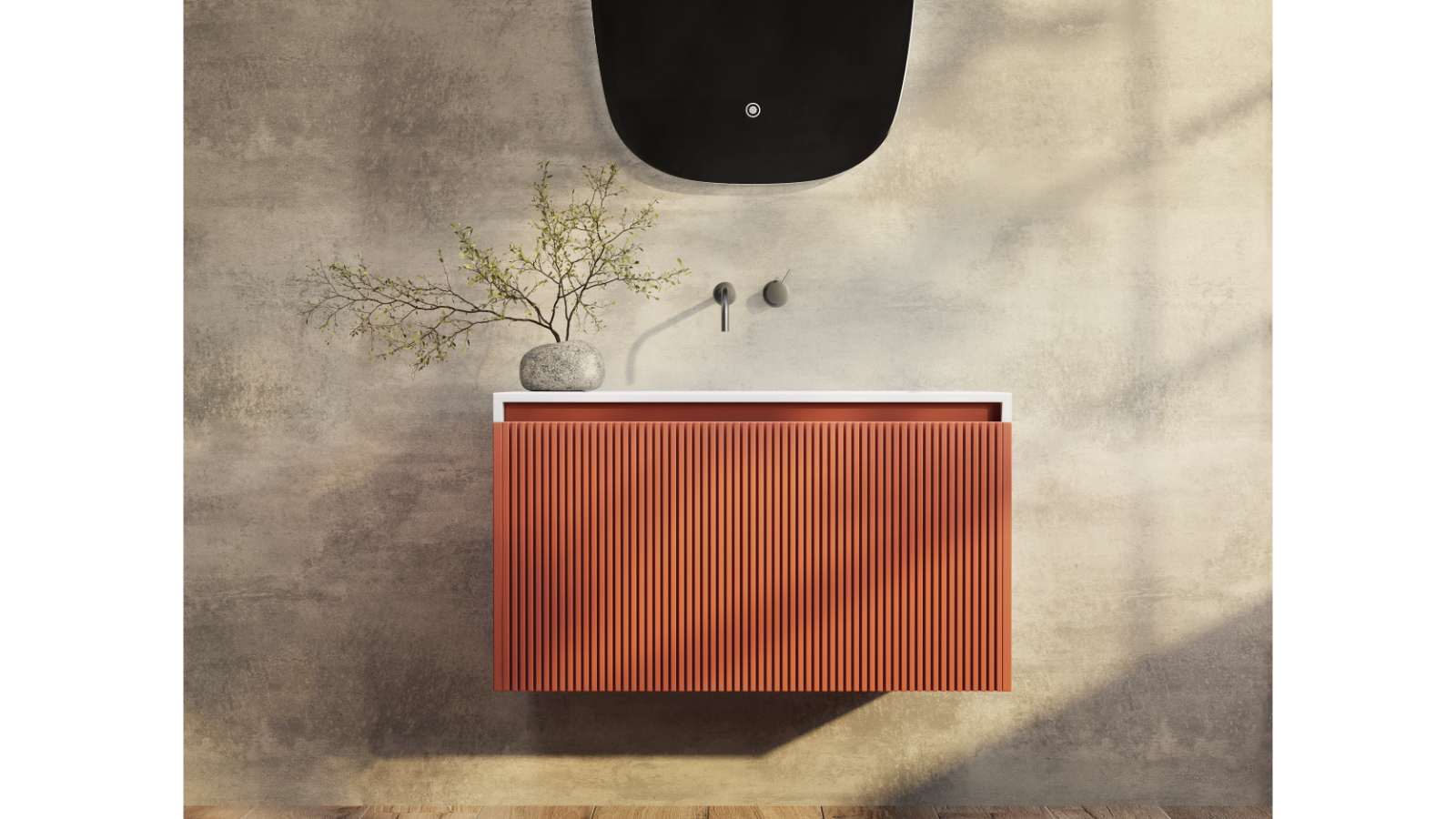 BelBagno Rimini 800 Wall-Hung Vanity With Solid Surface Top - Potter's Clay