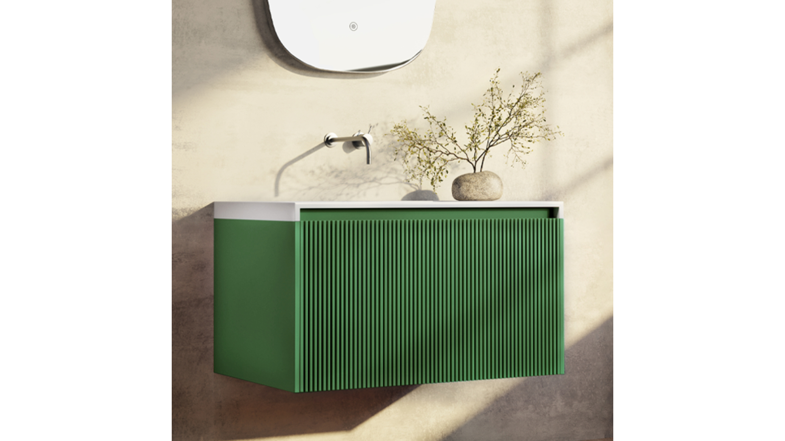 Rimini wall hung bathroom vanity 1500mm Rain Forest
