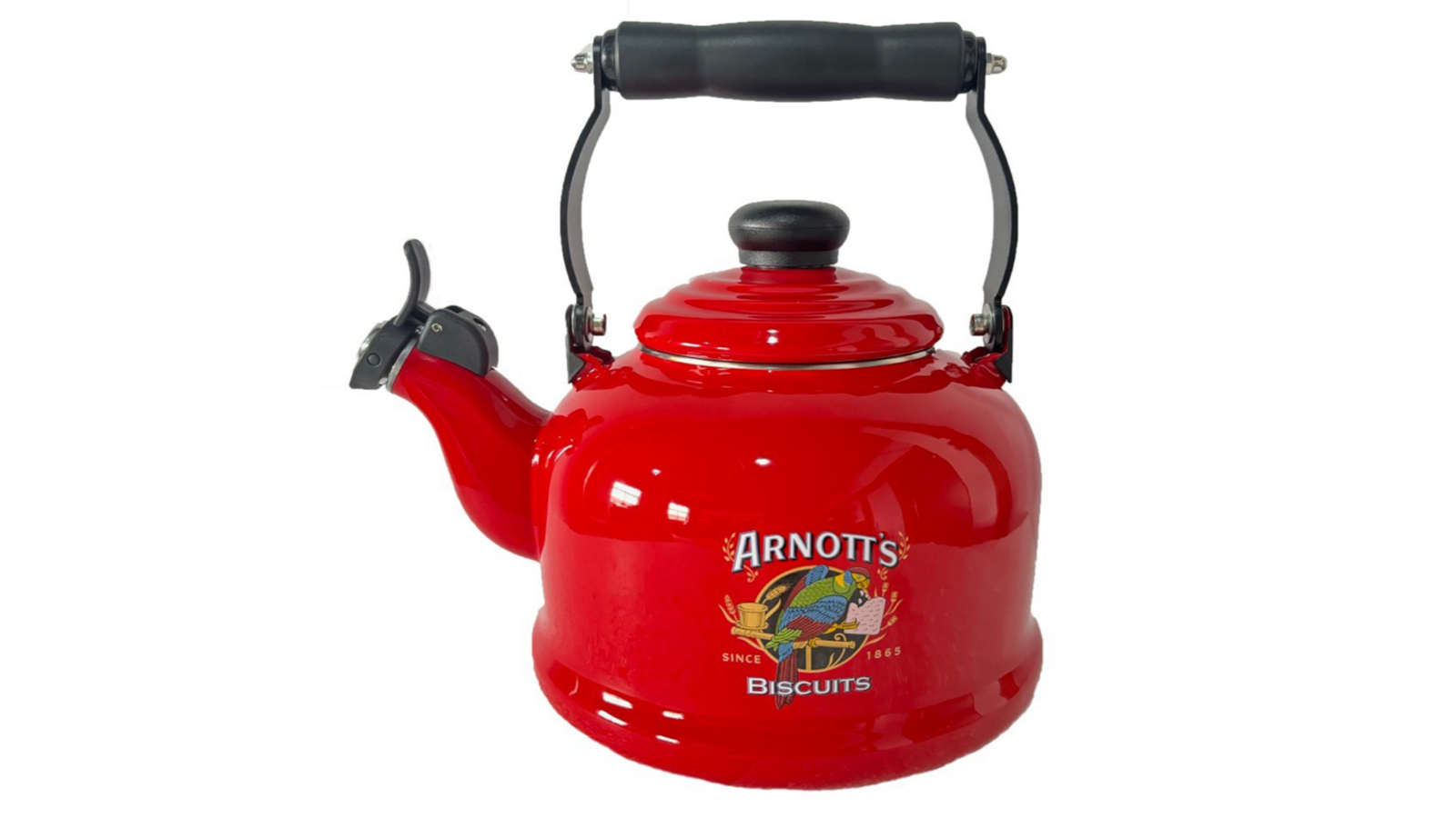 Rojo 2.1 Litre Arnotts Enamel Whistling Kettle - Red