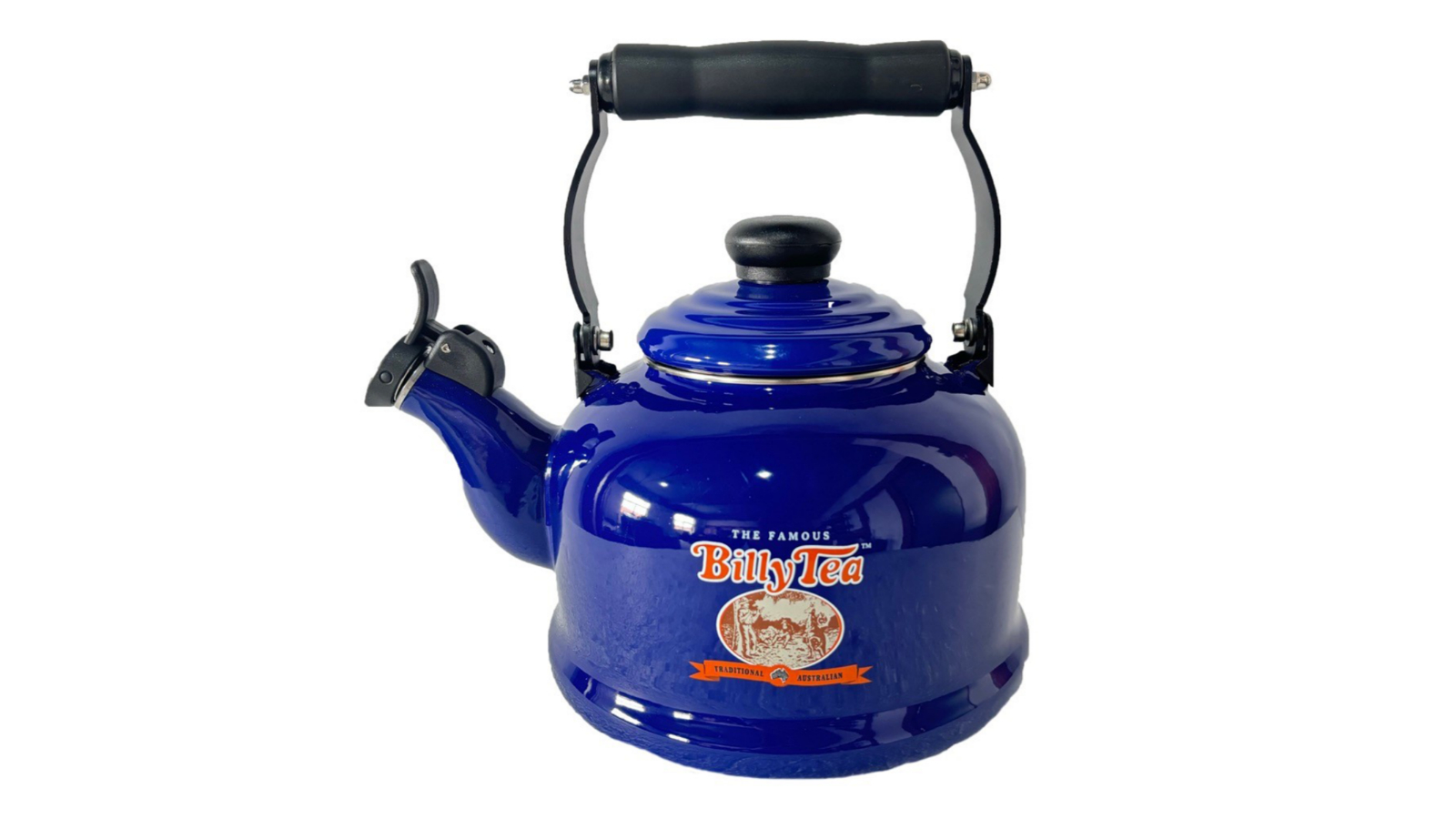 Rojo 2.1 Litre Billy Enamel Whistling Kettle - Blue