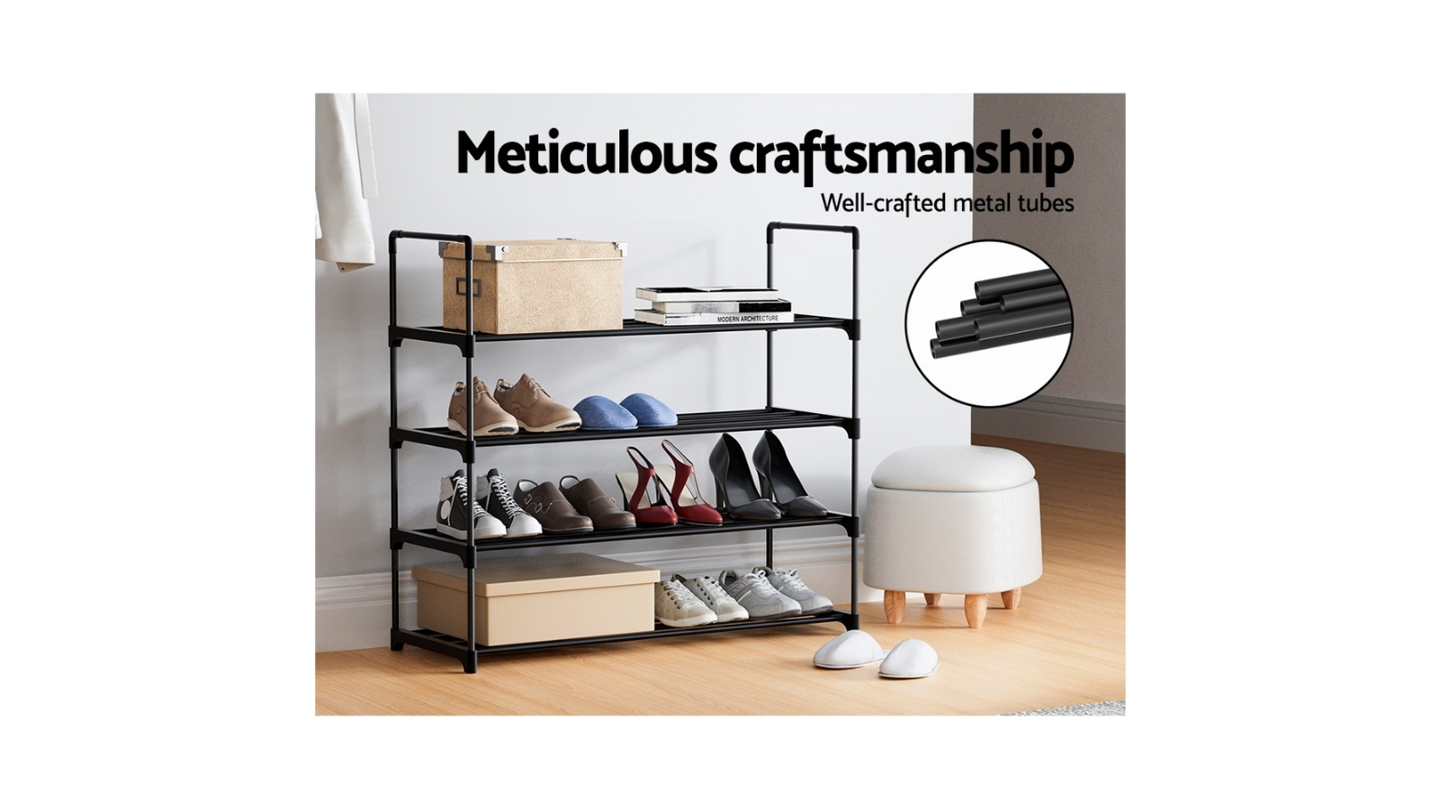 Metal Shoe Tier Shoe Rack Walmart Household Essentials 4-Tier - Main Image