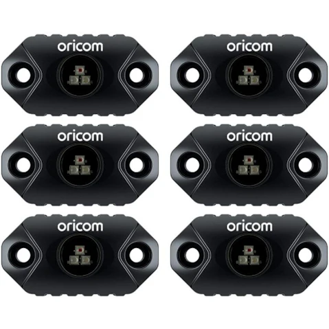 Oricom RKLBT6RGB Pack of 6 Custom Colour Controlled LED RGB Rock Light