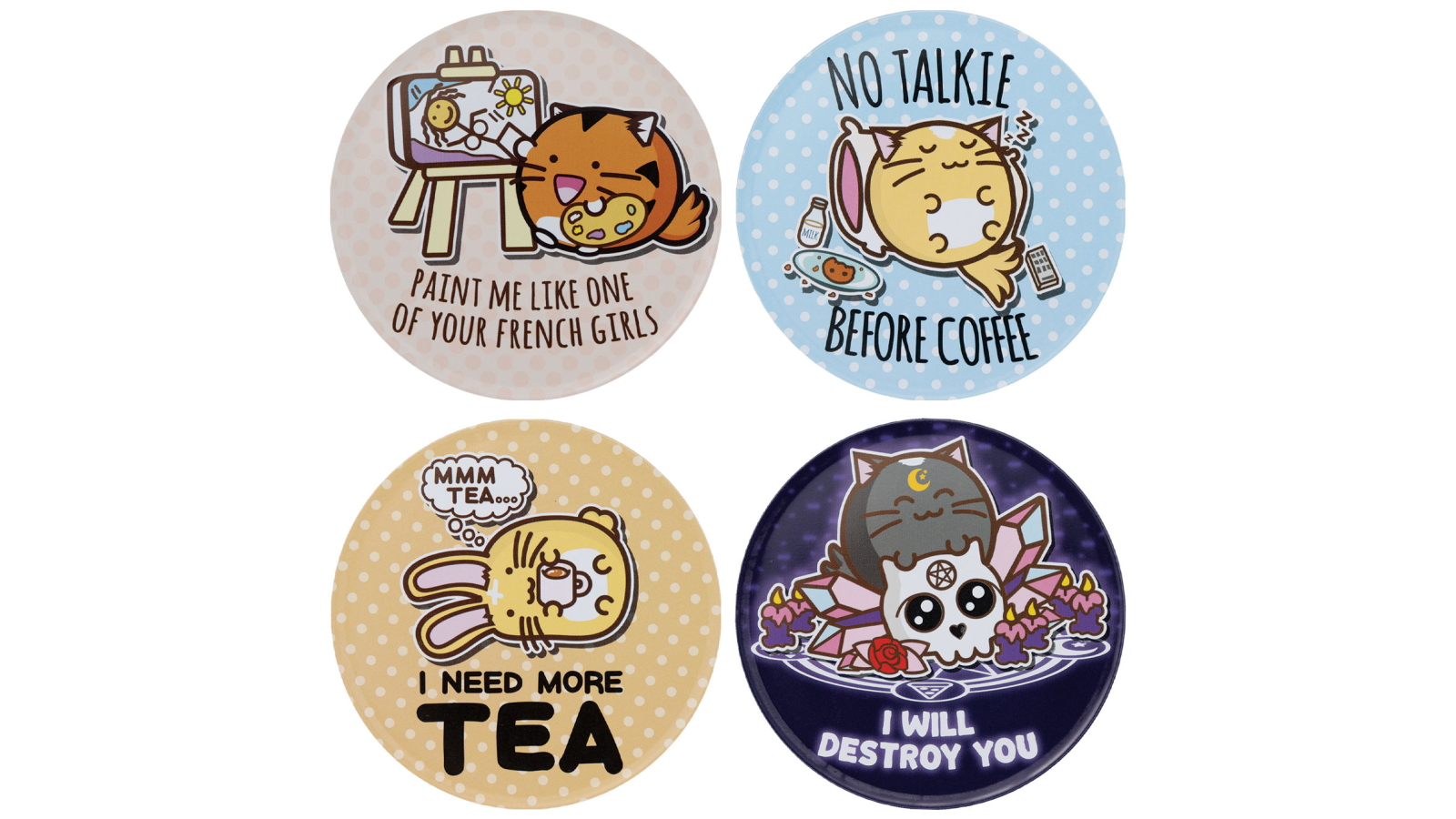 Fuzzballs Set of 4 Drink Coasters