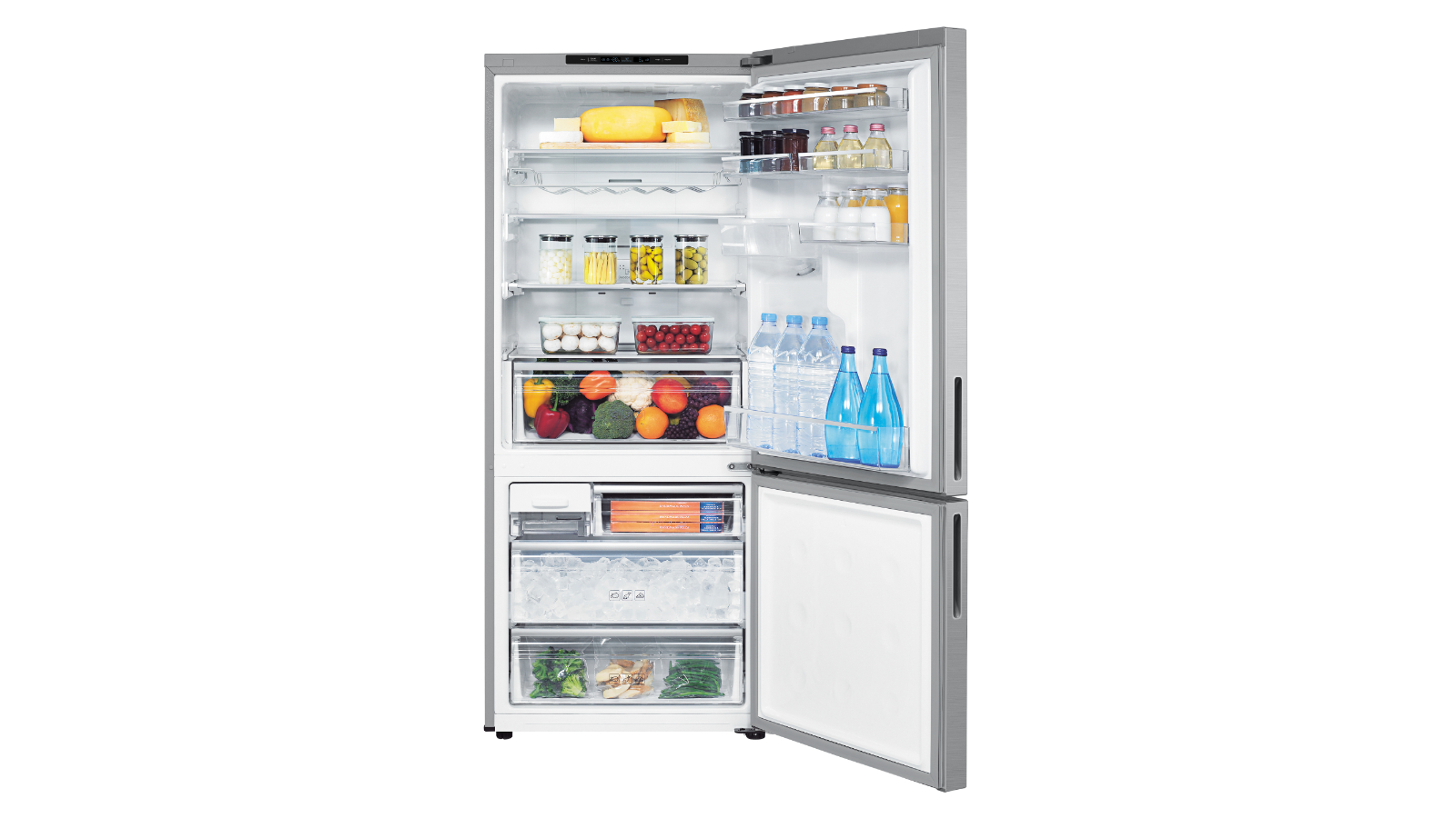 Samsung 424L Bottom Mount Fridge with Water Dispenser Silver Layered