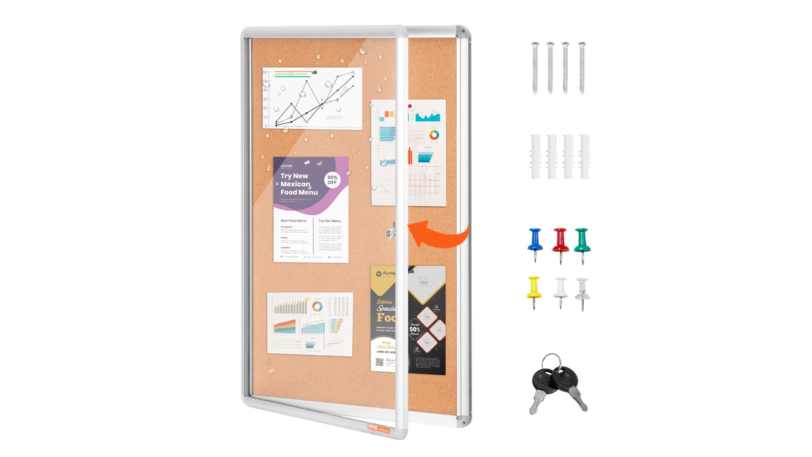Vevor Enclosed Cork Board with Aluminum Frame