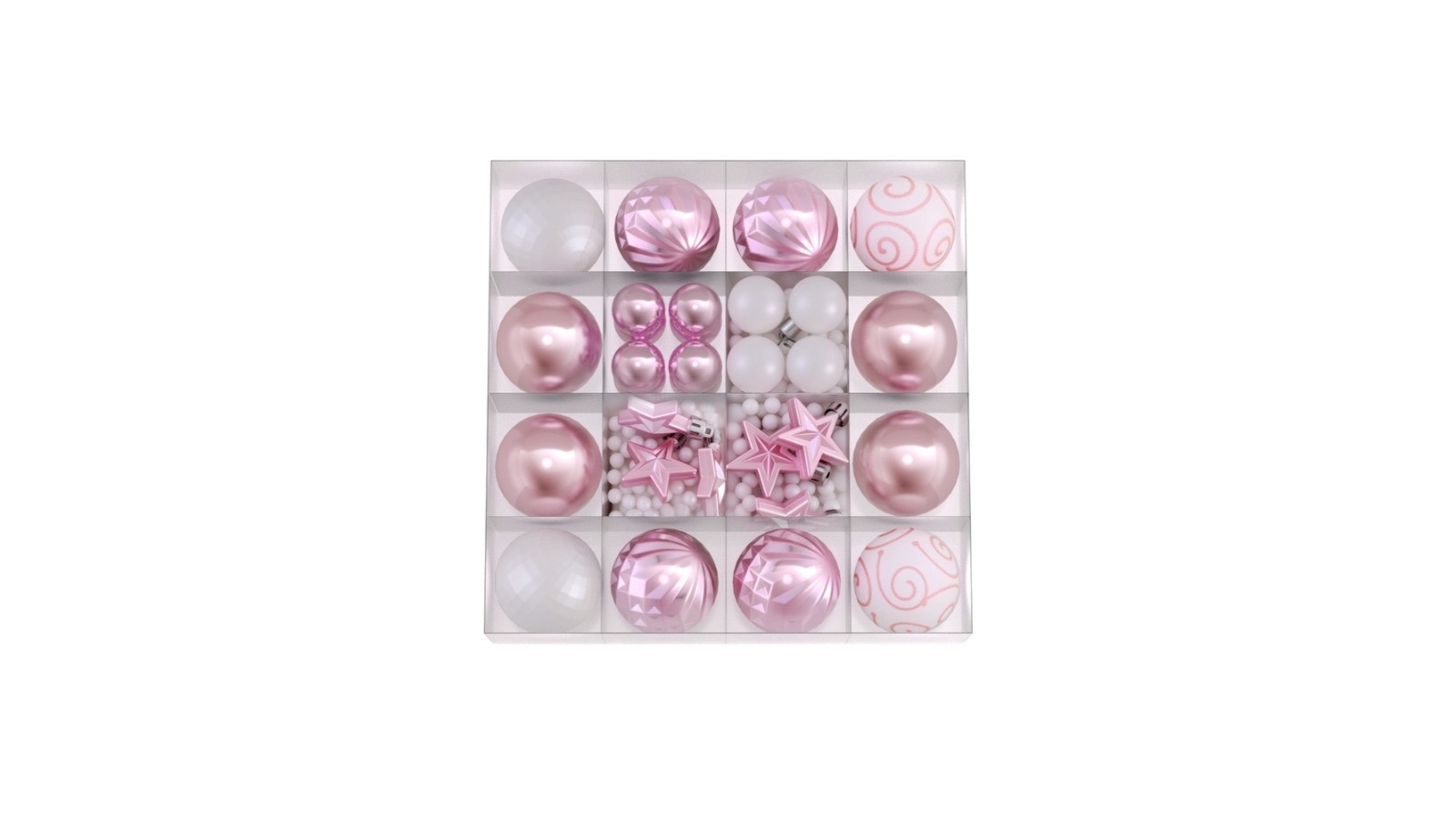 Jingle Jollys Set of 33 Christmas Tree Decoration - Pink