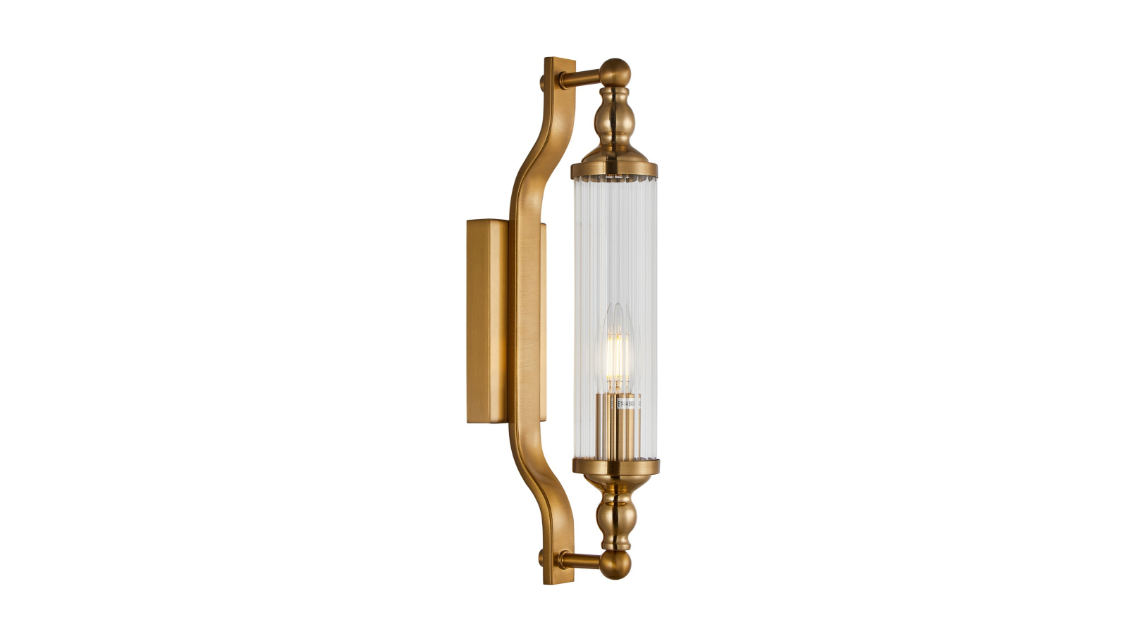 CLA Rodillo Interior Wall Light Tubular Clear Glass - Antique Brass