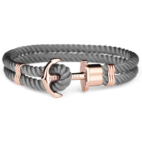 Paul Hewitt Gold/Grey Phrep Nylon Rose Gold Bracelet