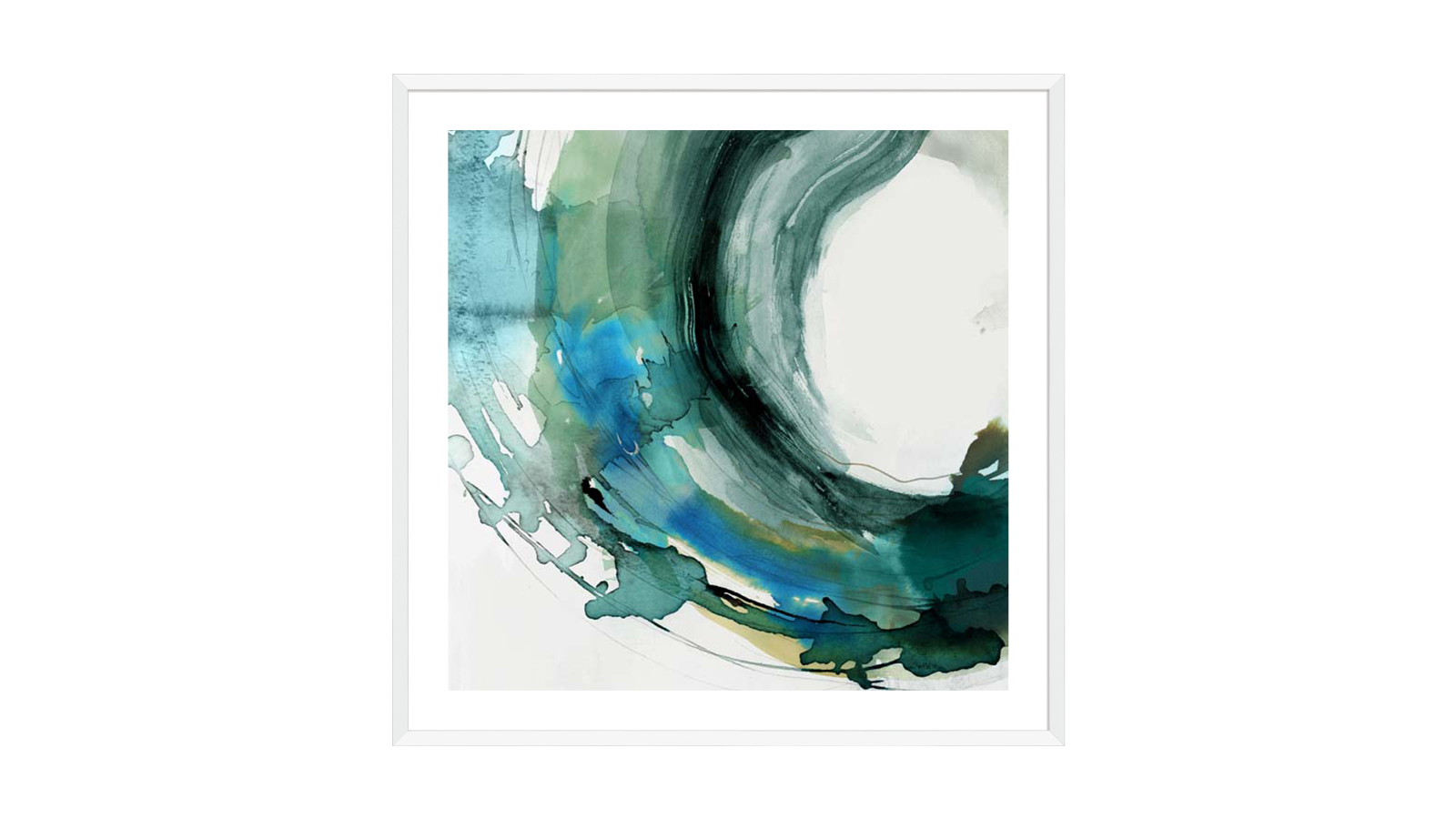 La Grolla Round of Splash I White Frame Wall Art - 54 x 54cm