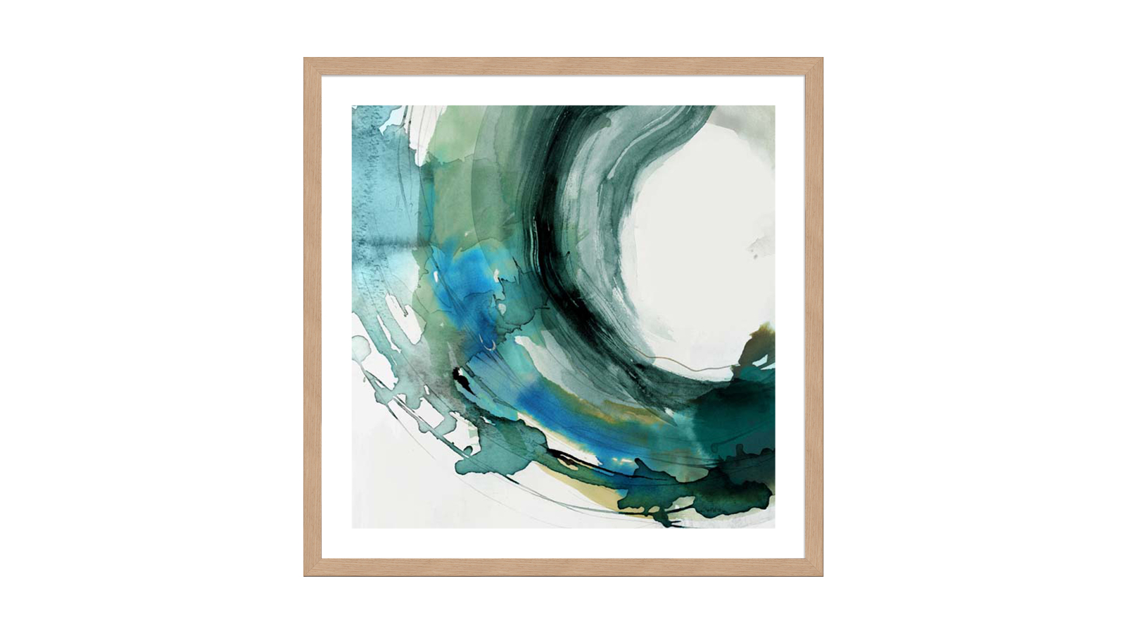 La Grolla Round of Splash I Natural Frame Wall Art - 56 x 56cm
