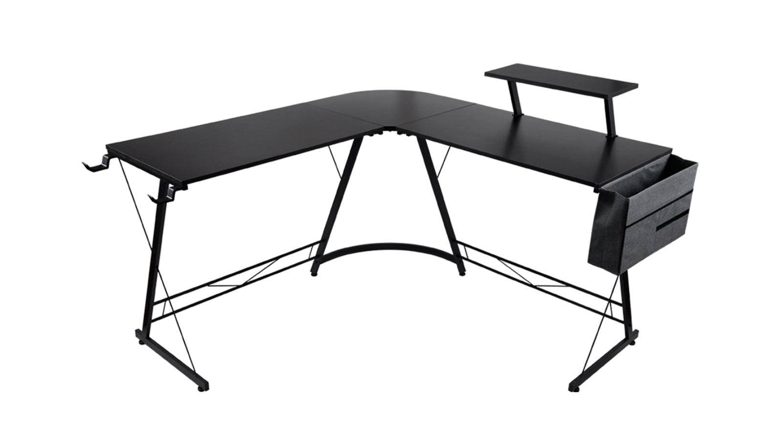 Yarra Supply Round Corner Gaming Computer Desk Workstation with Screen Riser