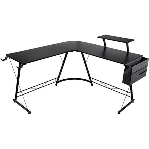 Yarra Supply Round Corner Gaming Computer Desk Workstation with Screen Riser