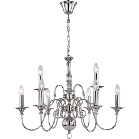 Luminea Rowan Rustic 5-Light Chandellier Polished Nickel Pendant Lamp Light