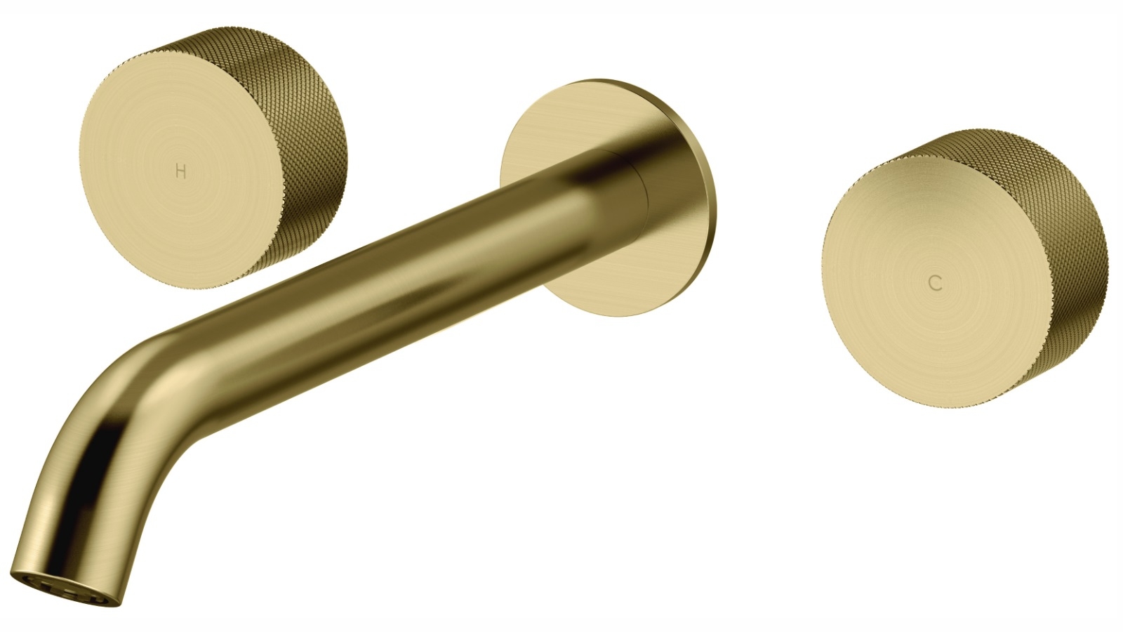 Arcisan Vierra Wall 22cm Mount Basin Set with Centre Spout - Brushed Brass