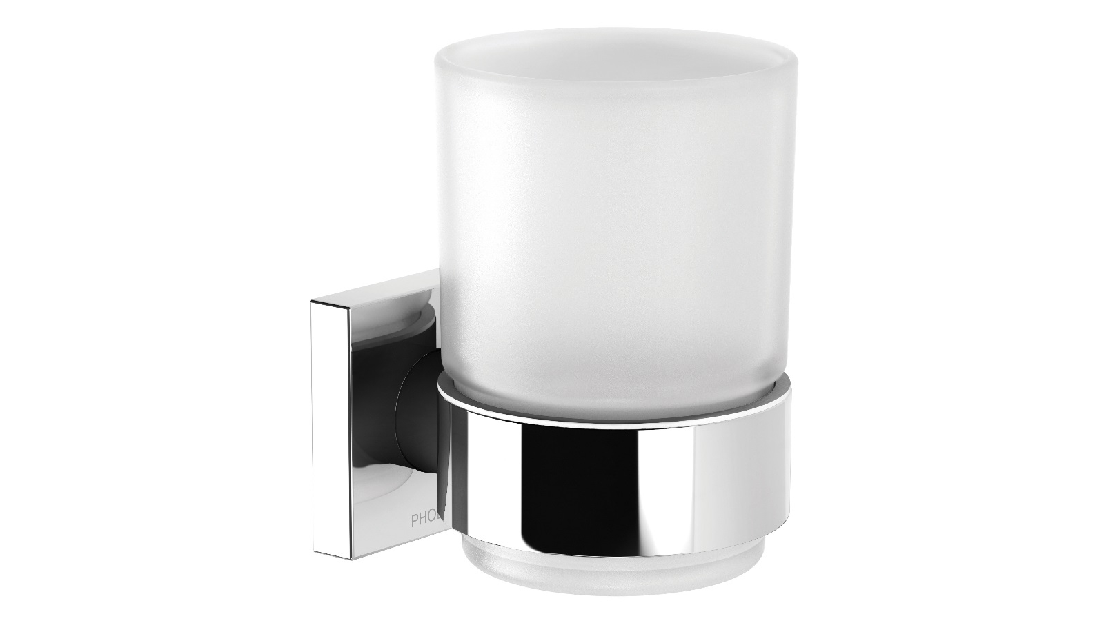 Phoenix Radii Square Plate Toothbrush Tumbler and Holder - Chrome