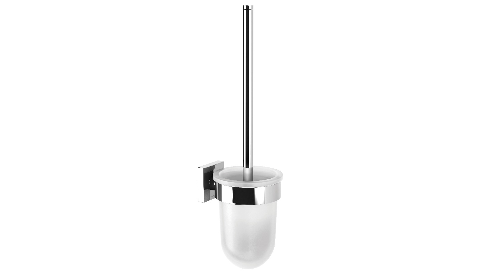 Phoenix Radii Square Plate Toilet Brush and Holder - Chrome