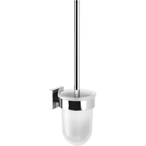 Phoenix Radii Square Plate Toilet Brush and Holder - Chrome