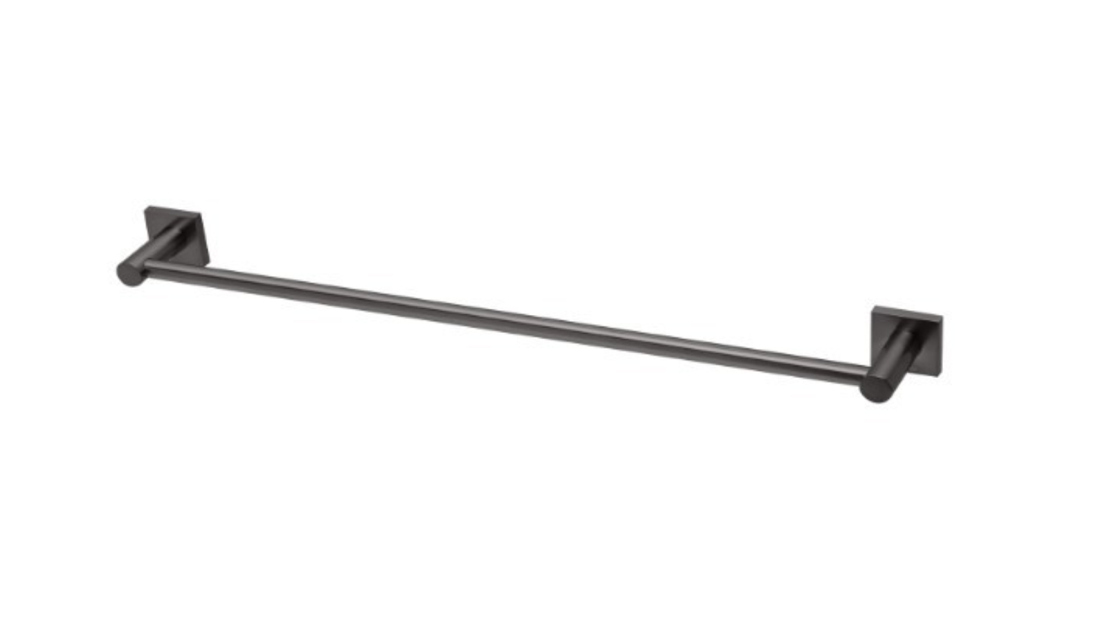 Phoenix Radii 600mm Single Towel Rail Square Plate - Brushed Carbon