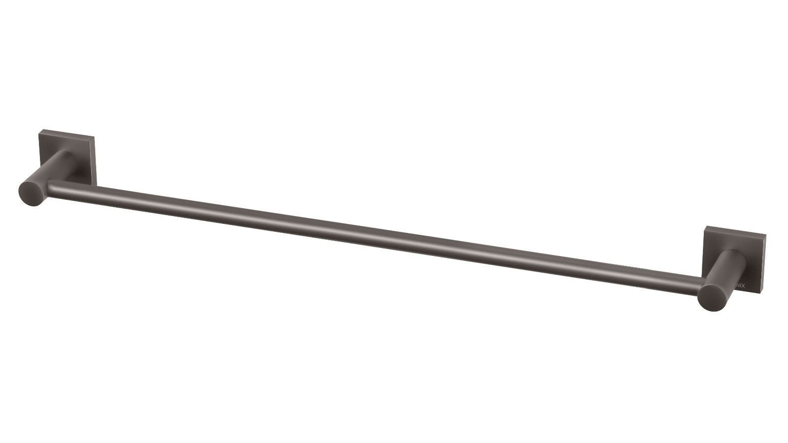 Phoenix Radii 600mm Square Plate Single Towel Rail - Gun Metal