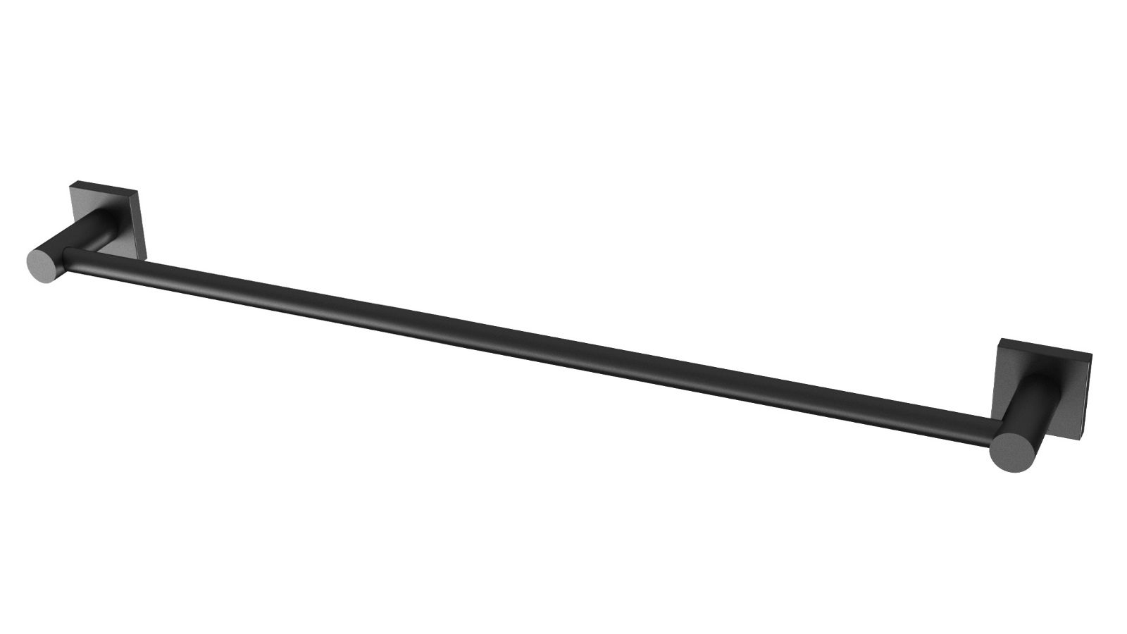 Phoenix Radii 600mm Square Plate Single Towel Rail - Matte Black