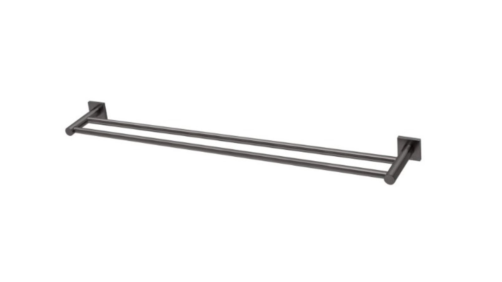 Phoenix Radii 800mm Double Towel Rail Square Plate - Brushed Carbon