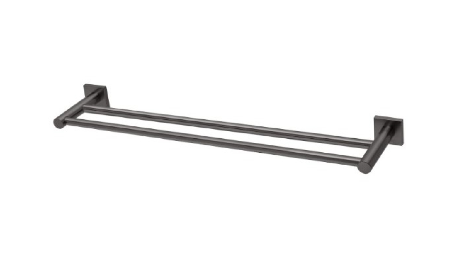 Phoenix Radii 600mm Double Towel Rail Square Plate - Brushed Carbon