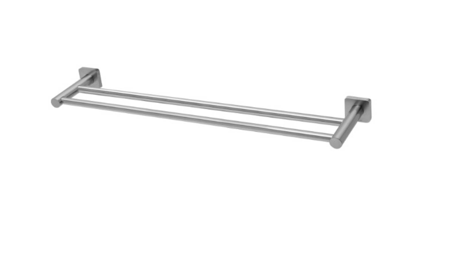 Phoenix Radii Double Towel Rail 600mm Square Plate - Stainless Steel 