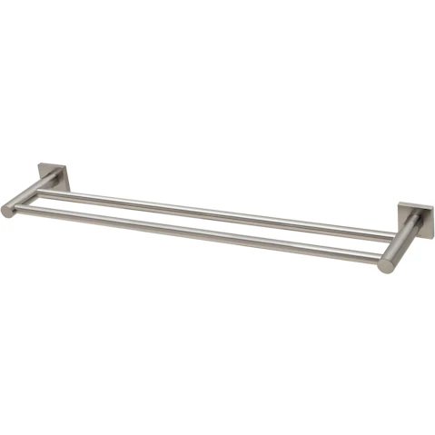 Phoenix Radii 600mm Square Plate Double Towel Rail - Chrome