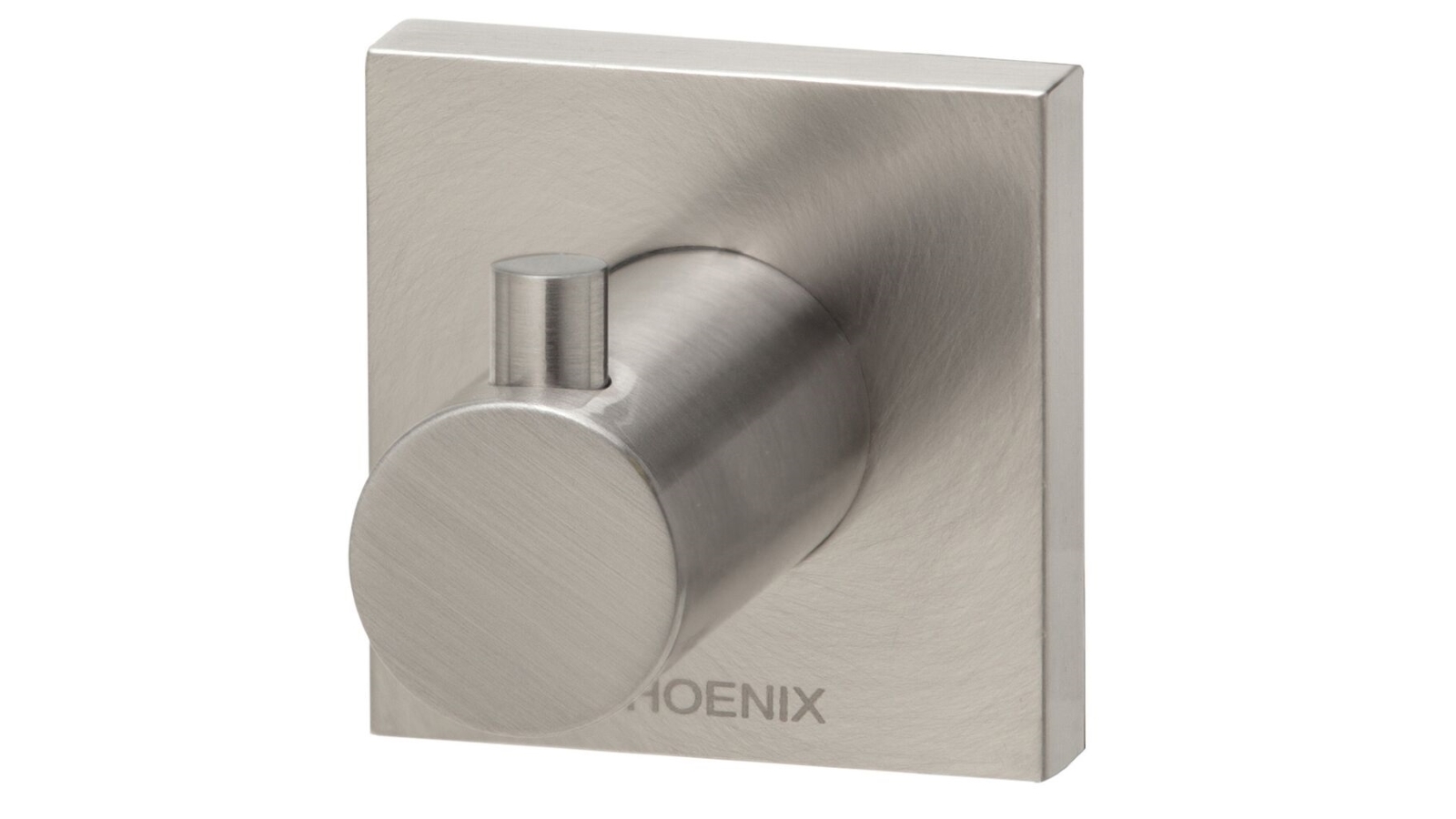 Phoenix RadII Square Plate Robe Hook - Brushed Nickel