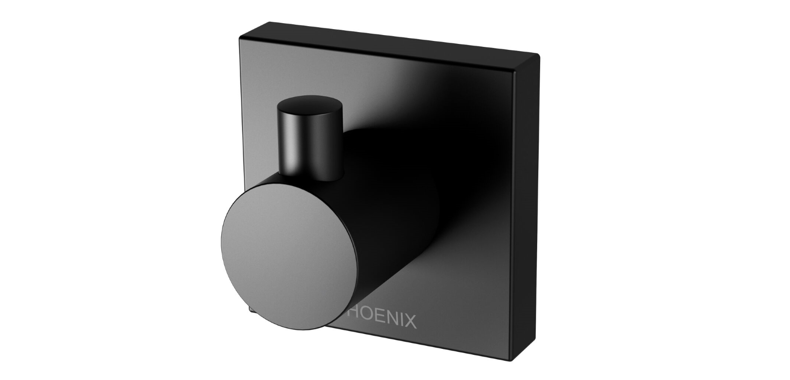 Phoenix RadII Square Plate Robe Hook - Matte Black