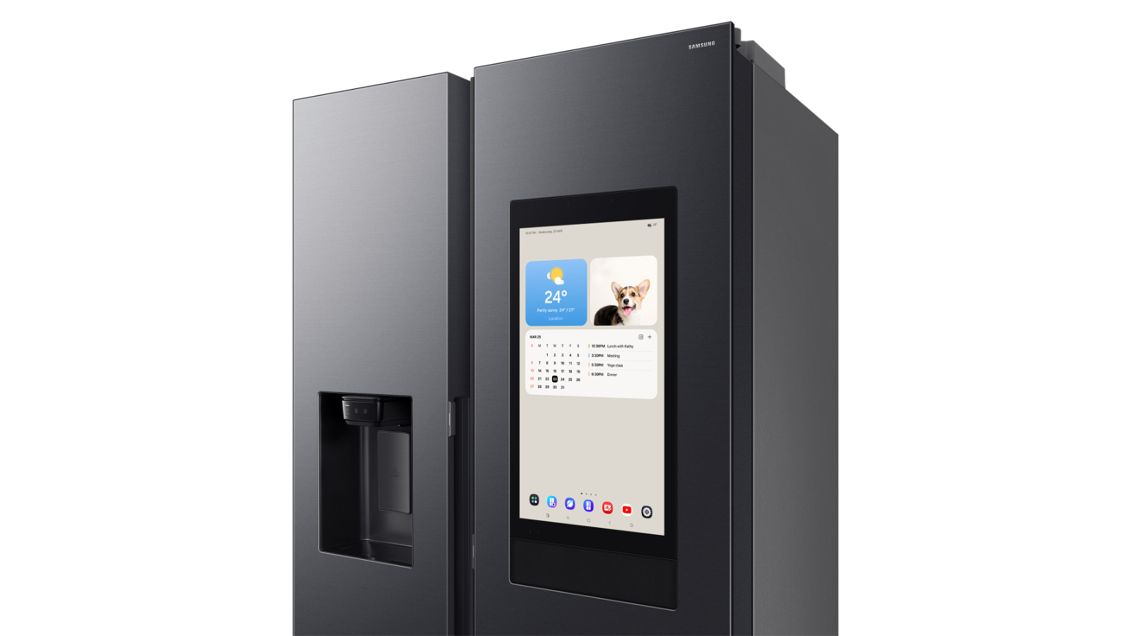 Samsung 615L Family Hub Side By Side Refrigerator - Black | Harvey Norman