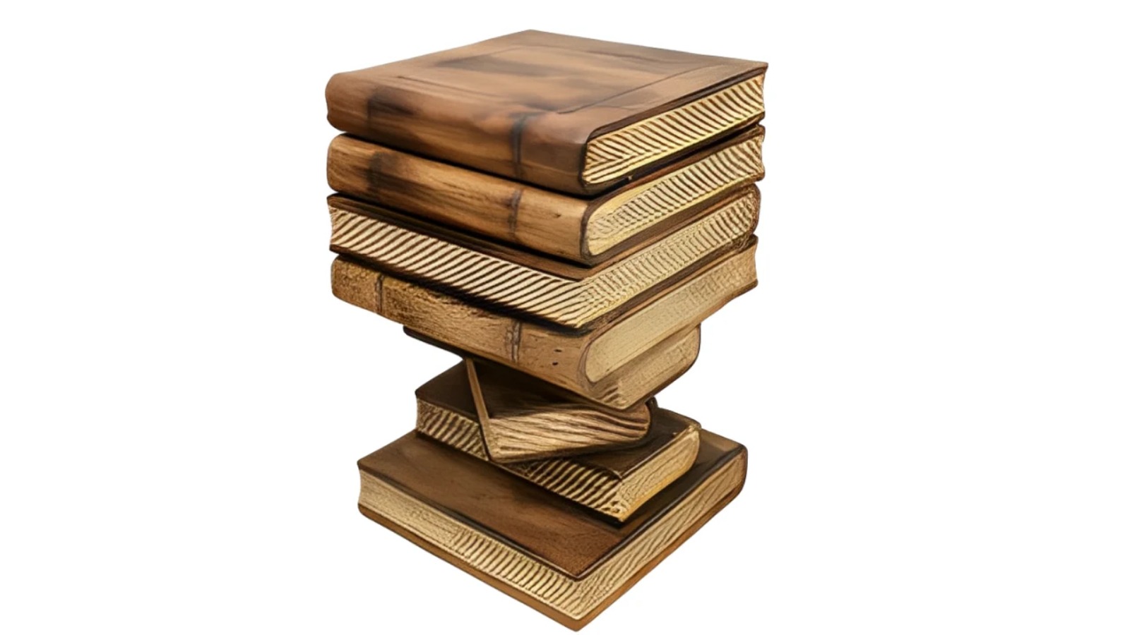 Mango Trees Artisan Timber Book Stack Side Table with Storage