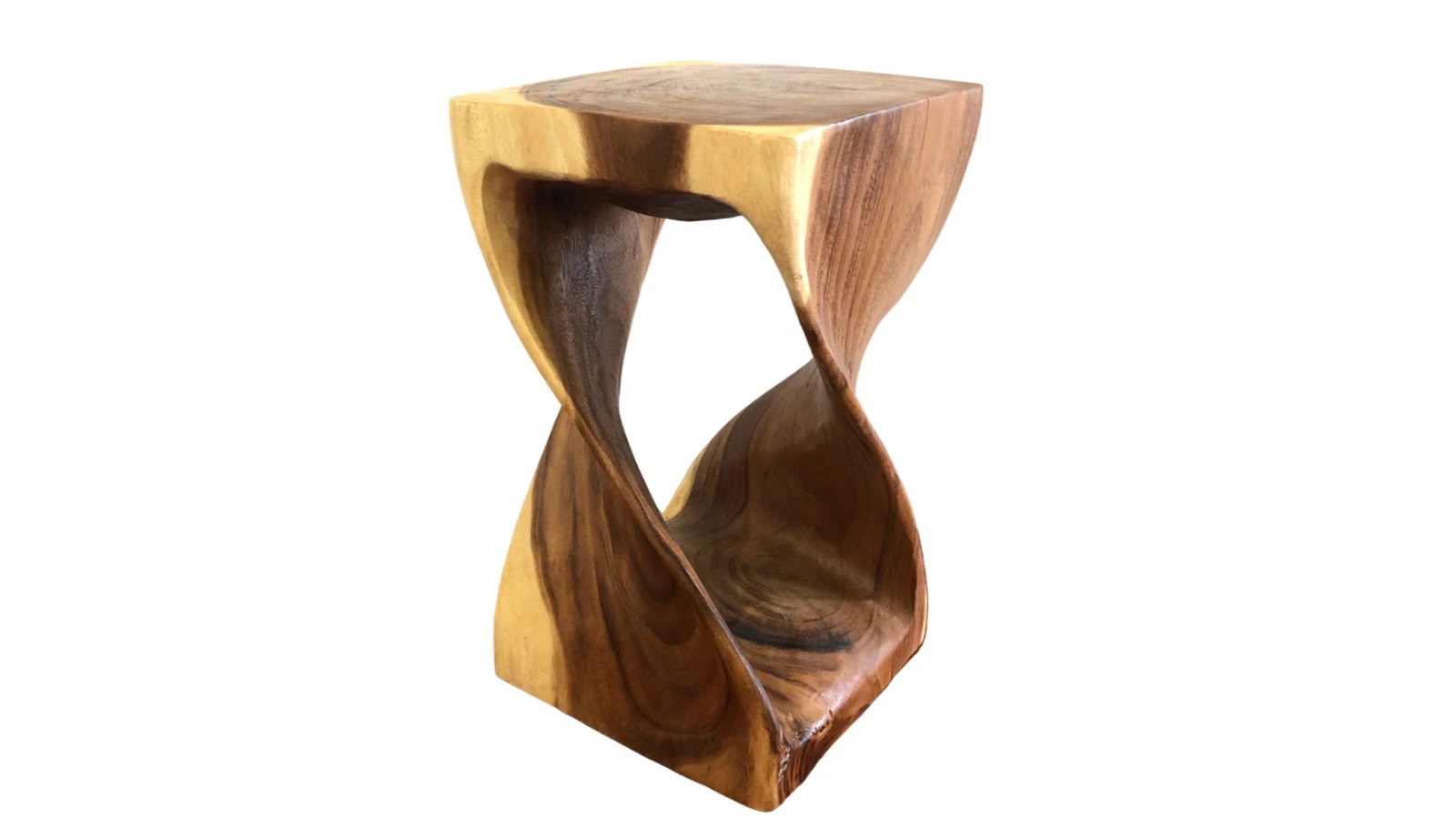 Mango Trees Corner Stool Handmade Timber Twist Side Table