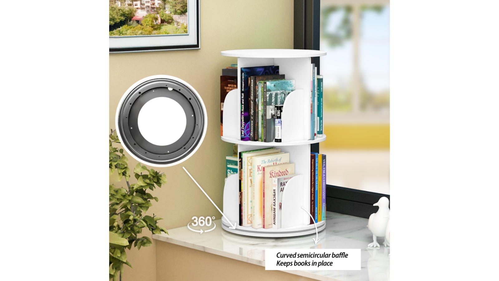 Nomi 5 layer Rotating Bookshelf Harvey Norman