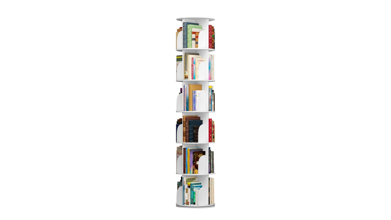 Lauft 6-Tier White Rotating Book Storage Shelf - 191cm