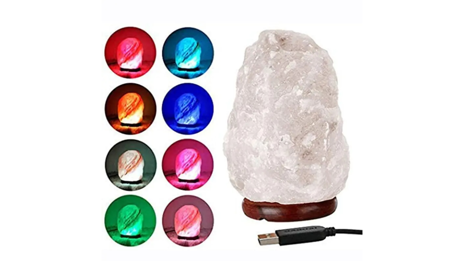 TM Crystal Salt Lamp Color Changing LED Night Light White Stone