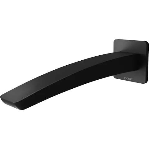 Phoenix Rush 180mm Wall Bath Outlet - Matte Black