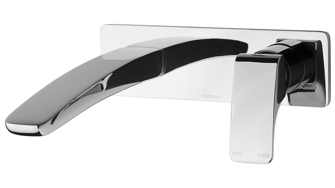 Phoenix Rush Wall Basin Mixer Set with 180mm Spout - Chrome