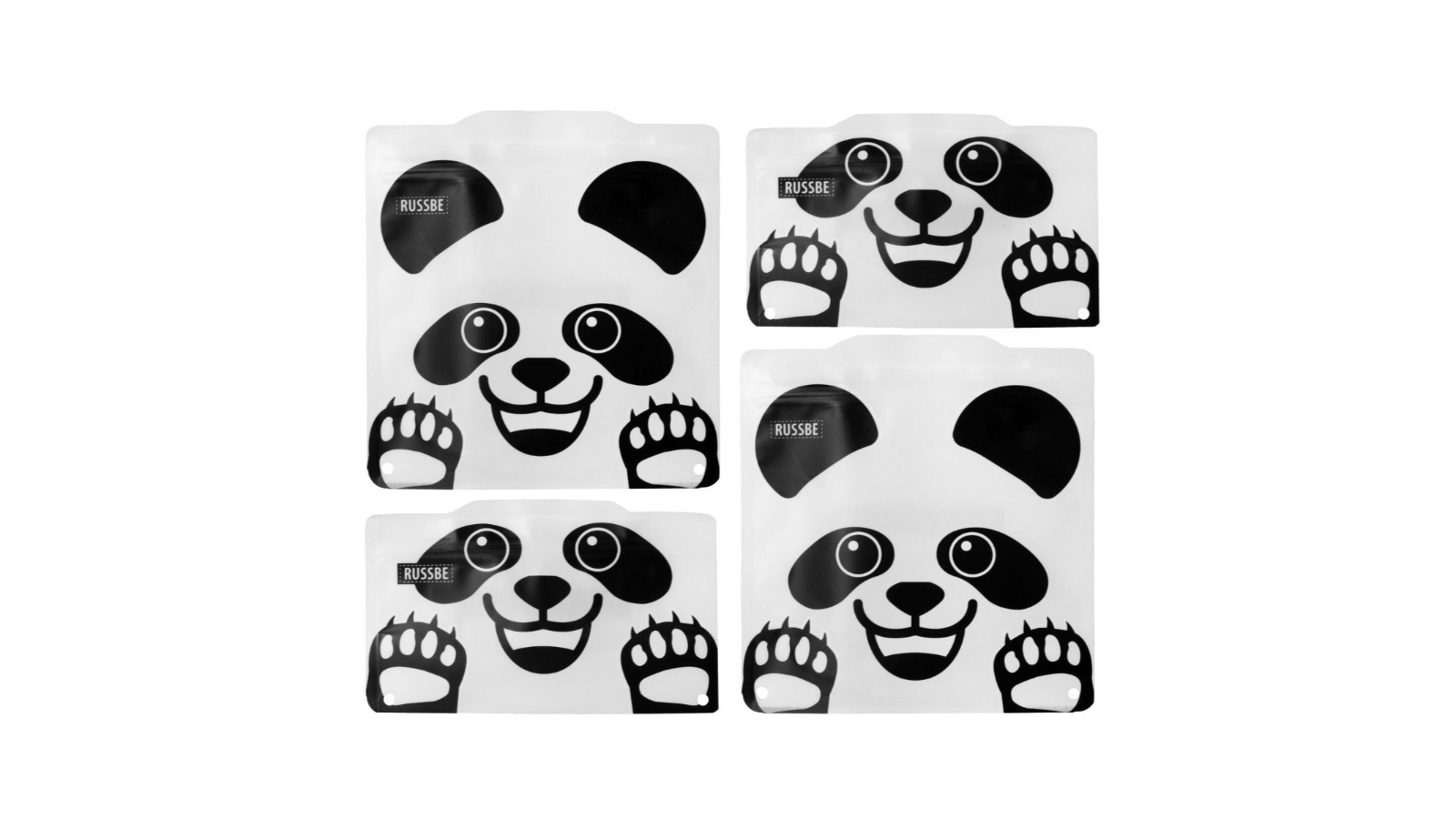 Russbe Set of 4 Reusable Snack and Sandwich Bag - Panda