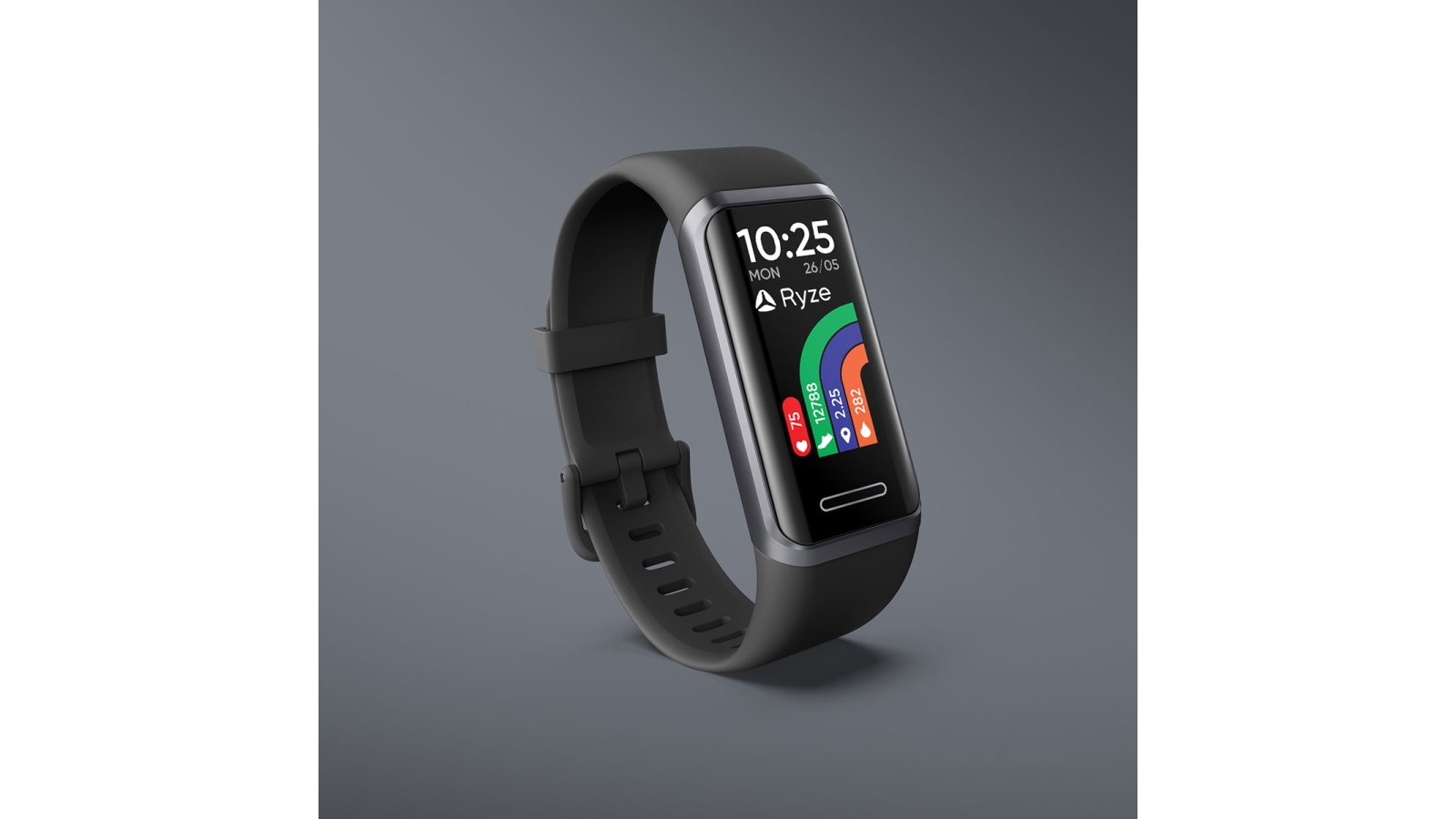 Ryze Elevate Fitness & Wellbeing Smart Watch Dark Grey with Black