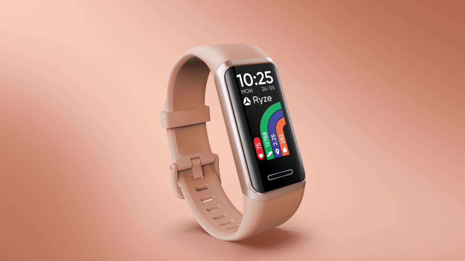 Ryze Elevate Fitness & Wellbeing Smart Watch Rose Gold with Pink