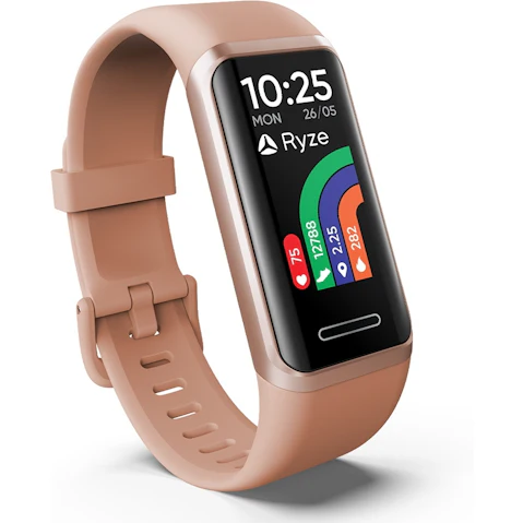 Ryze Elevate Fitness & Wellbeing Smart Watch - Rose Gold with Pink Strap