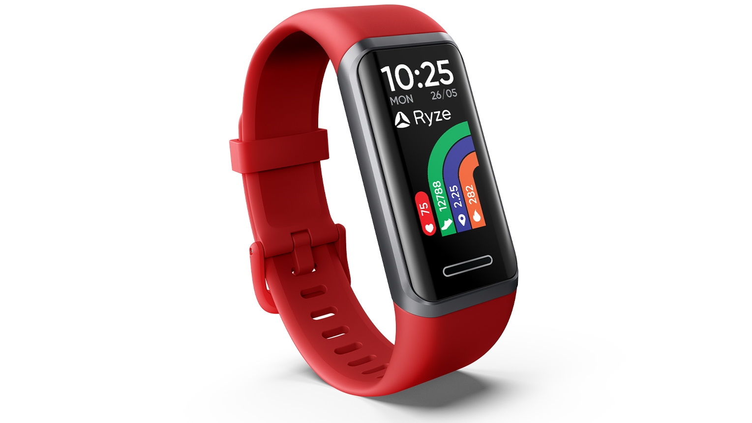 Ryze Elevate Fitness Wellbeing Smart Watch Dark Grey with Red Strap Harvey Norman