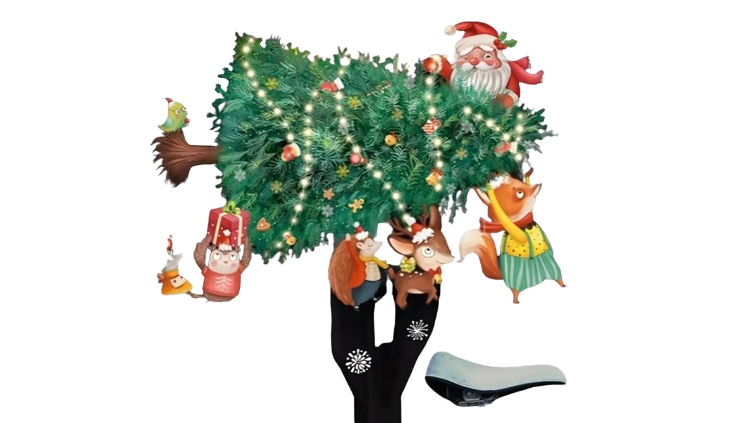NNEOBA Christmas Tree Cartoon Glass Window Decals Sticker