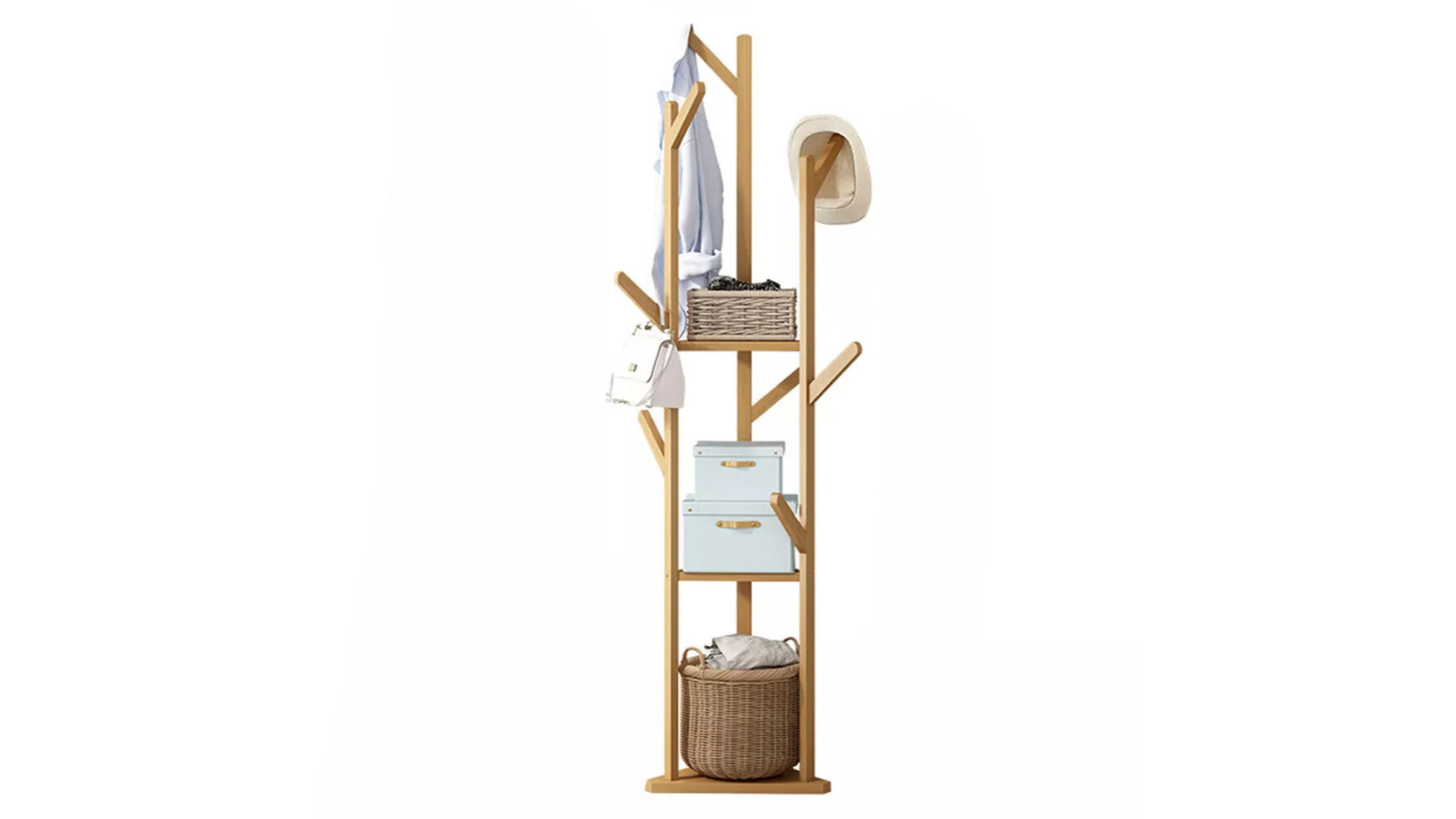 Pretty & Practical Wooden Coat Hat Hanger Stand