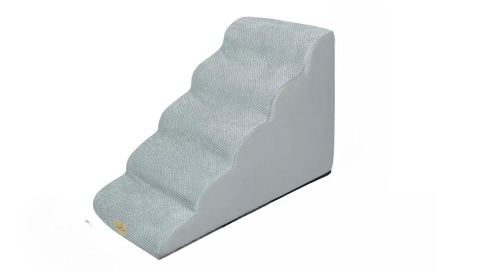 Pretty & Practical 5-Step Curved Dog Ramp Stairs for Training and Bed