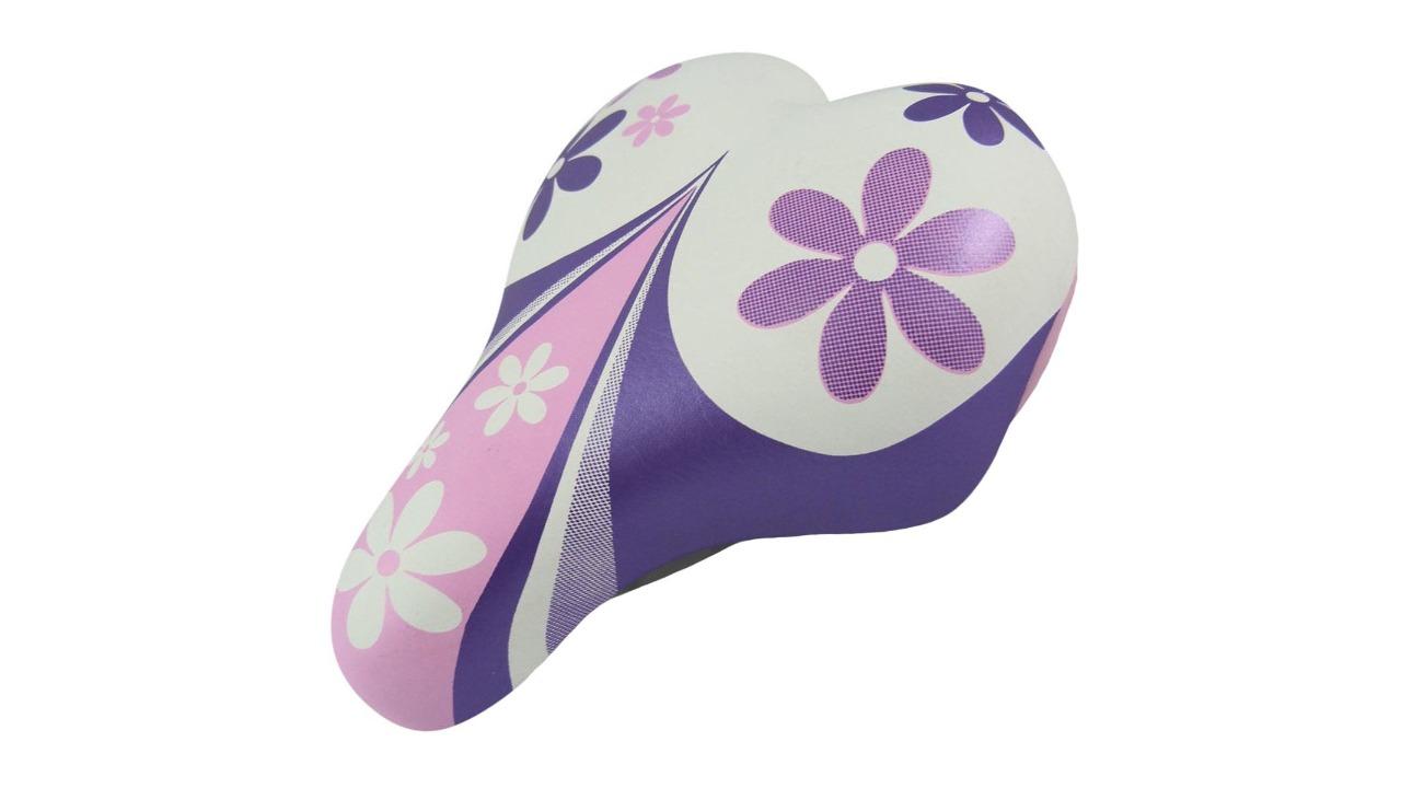 DDK Junior Girls Sculpted Padded Bike Seat with Clamp - Purple/Pink