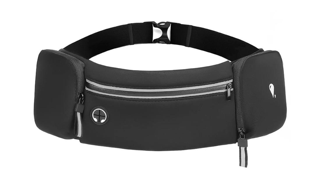 Running Belt Waist Bag with Hidden Water Bottle Holder for Men and Women - Black